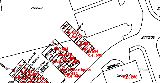 Rumburk 1 585, Rumburk na parcele st. 2830/177 v KÚ Rumburk, Katastrální mapa