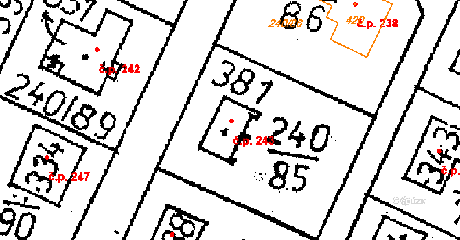 Žehušice 243 na parcele st. 381 v KÚ Žehušice, Katastrální mapa
