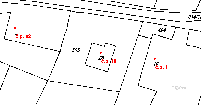 Rukáveč 18, Milevsko na parcele st. 28 v KÚ Rukáveč, Katastrální mapa