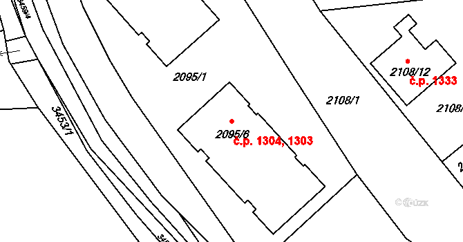 Třešť 1303,1304 na parcele st. 2095/6 v KÚ Třešť, Katastrální mapa