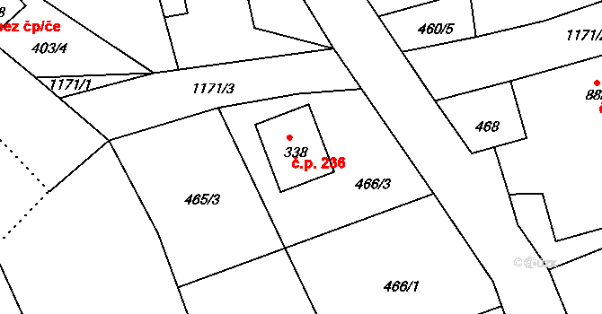 Bohdíkov 236 na parcele st. 338 v KÚ Dolní Bohdíkov, Katastrální mapa