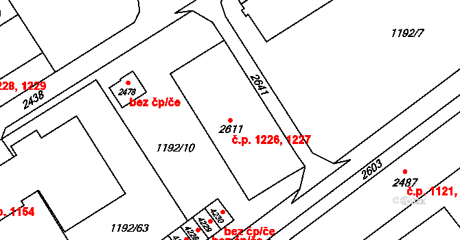 Beroun-Město 1226,1227, Beroun na parcele st. 2611 v KÚ Beroun, Katastrální mapa