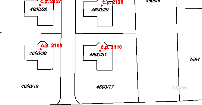 Rychvald 2110 na parcele st. 4600/31 v KÚ Rychvald, Katastrální mapa