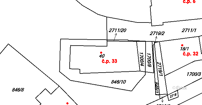 Strážovice 33, Pačejov na parcele st. 40 v KÚ Strážovice u Pačejova, Katastrální mapa