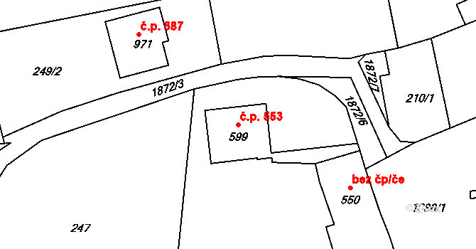 Sezemice 553 na parcele st. 599 v KÚ Sezemice nad Loučnou, Katastrální mapa