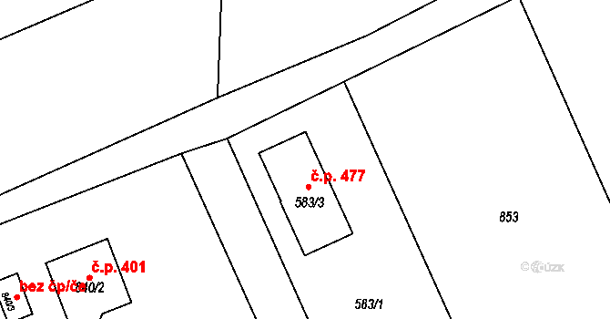 Dolní Rychnov 477 na parcele st. 583/3 v KÚ Dolní Rychnov, Katastrální mapa