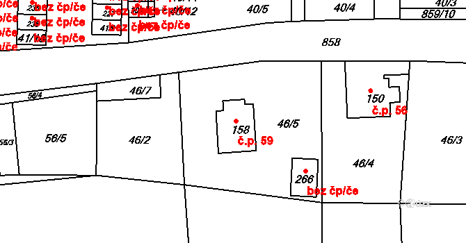 Kociánov 59, Loučná nad Desnou na parcele st. 158 v KÚ Kociánov, Katastrální mapa