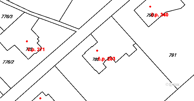 Suchdol nad Odrou 283 na parcele st. 788 v KÚ Suchdol nad Odrou, Katastrální mapa