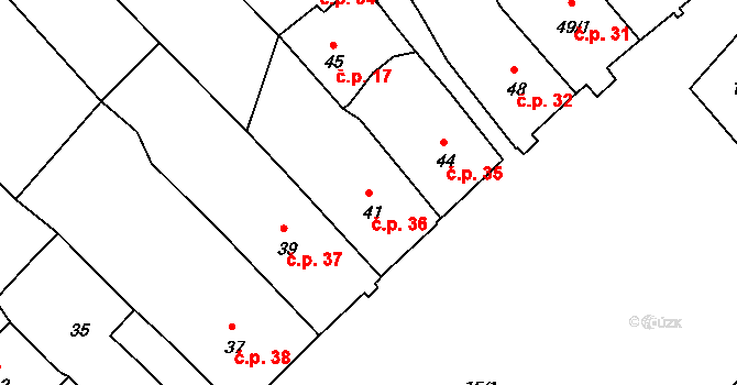 Štramberk 36 na parcele st. 41 v KÚ Štramberk, Katastrální mapa