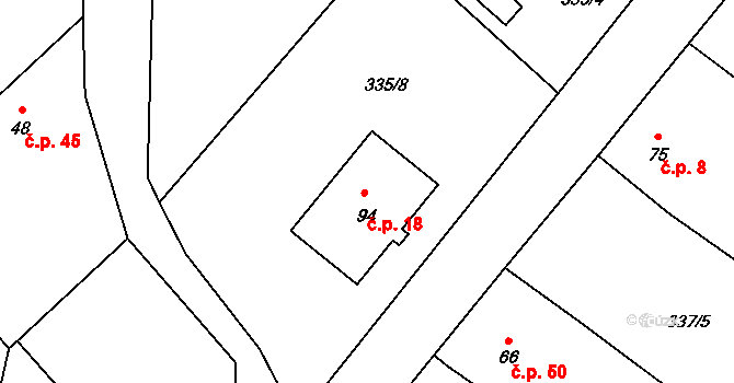 Kozojedy 18 na parcele st. 94 v KÚ Kozojedy, Katastrální mapa