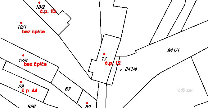 Drahenický Málkov 12, Blatná na parcele st. 17 v KÚ Drahenický Málkov, Katastrální mapa