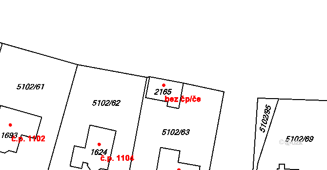 Hrušovany nad Jevišovkou 94919291 na parcele st. 2165 v KÚ Hrušovany nad Jevišovkou, Katastrální mapa