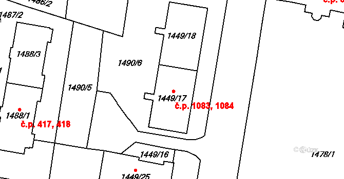 Chotěboř 1083,1084 na parcele st. 1449/17 v KÚ Chotěboř, Katastrální mapa