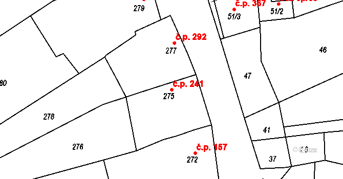Borkovany 241 na parcele st. 275 v KÚ Borkovany, Katastrální mapa
