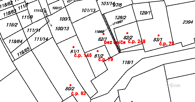Morkůvky 79 na parcele st. 81/2 v KÚ Morkůvky, Katastrální mapa