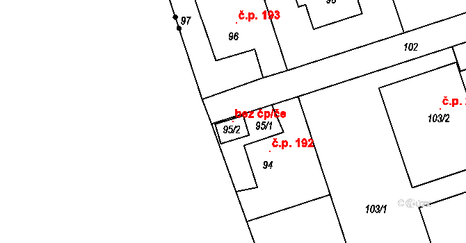Jihlava 101996292 na parcele st. 95/2 v KÚ Antonínův Důl, Katastrální mapa