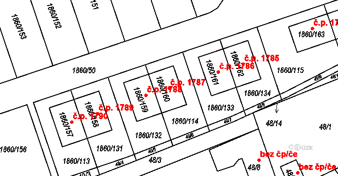 Švermov 1787, Kladno na parcele st. 1860/160 v KÚ Motyčín, Katastrální mapa