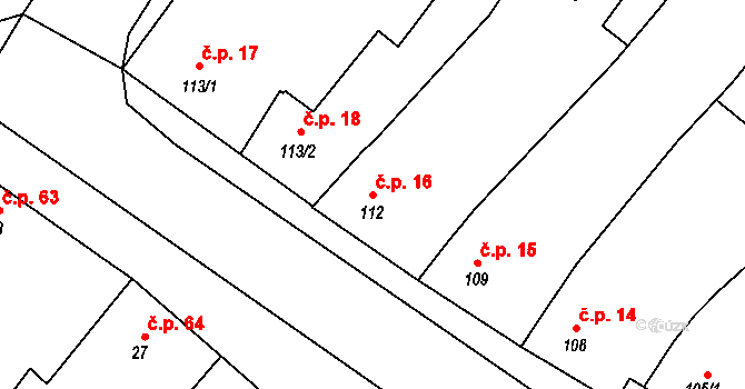 Vřesovice 16 na parcele st. 112 v KÚ Vřesovice u Prostějova, Katastrální mapa