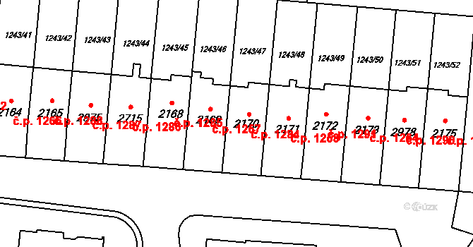 Lipník nad Bečvou I-Město 1284, Lipník nad Bečvou na parcele st. 2170 v KÚ Lipník nad Bečvou, Katastrální mapa