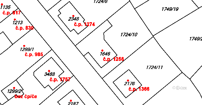 Čáslav-Nové Město 1256, Čáslav na parcele st. 1646 v KÚ Čáslav, Katastrální mapa