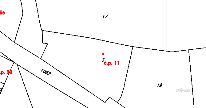 Něchov 11, Trhové Sviny na parcele st. 3 v KÚ Něchov, Katastrální mapa