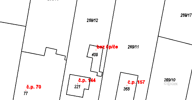 Libeř 120018292 na parcele st. 409 v KÚ Libeň u Libeře, Katastrální mapa