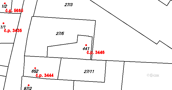Jihlava 3446 na parcele st. 441 v KÚ Bedřichov u Jihlavy, Katastrální mapa