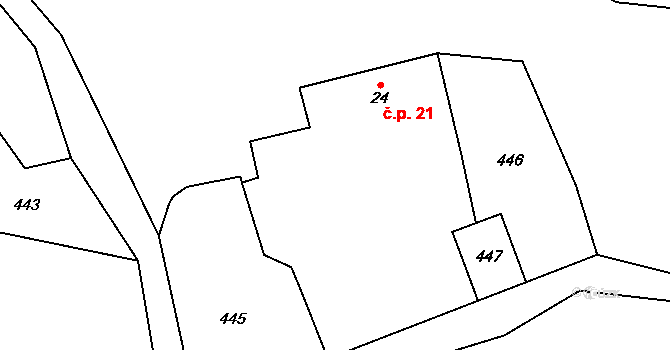 Hubenov 21, Borotice na parcele st. 24 v KÚ Hubenov u Borotic, Katastrální mapa