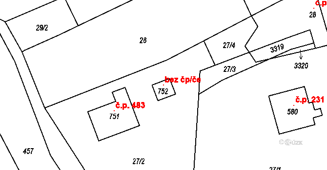 Roštín 146877292 na parcele st. 752 v KÚ Roštín, Katastrální mapa