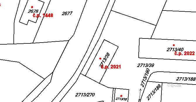 Tachov 2021 na parcele st. 2713/38 v KÚ Tachov, Katastrální mapa