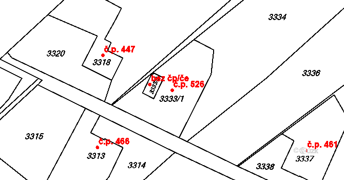 Poruba 526, Orlová na parcele st. 3333/1 v KÚ Poruba u Orlové, Katastrální mapa
