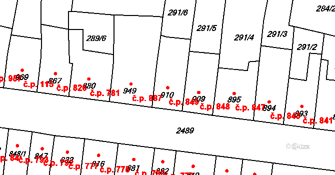Hořice 849 na parcele st. 910 v KÚ Hořice v Podkrkonoší, Katastrální mapa