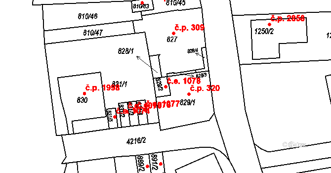 Ústí nad Labem-centrum 1078, Ústí nad Labem na parcele st. 829/2 v KÚ Ústí nad Labem, Katastrální mapa