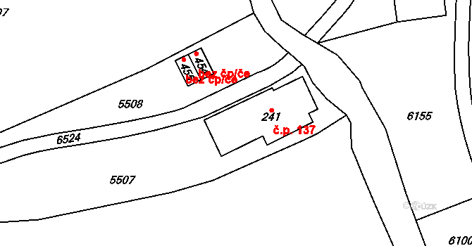 Hnátnice 137 na parcele st. 241 v KÚ Hnátnice, Katastrální mapa