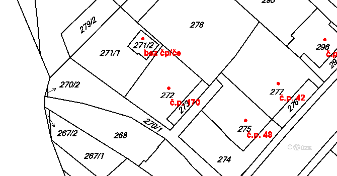 Pudlov 170, Bohumín na parcele st. 272 v KÚ Pudlov, Katastrální mapa