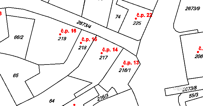 Chrudim IV 14, Chrudim na parcele st. 217 v KÚ Chrudim, Katastrální mapa