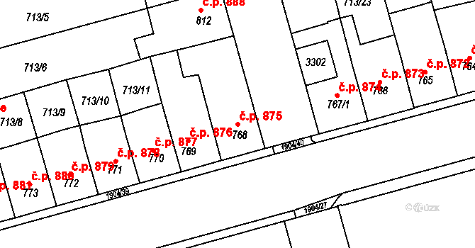 Předměstí 875, Svitavy na parcele st. 768/6 v KÚ Svitavy-předměstí, Katastrální mapa