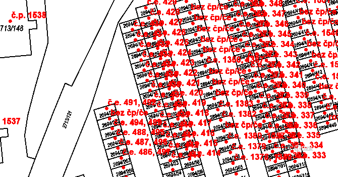 Pelhřimov 421 na parcele st. 2694/51 v KÚ Pelhřimov, Katastrální mapa