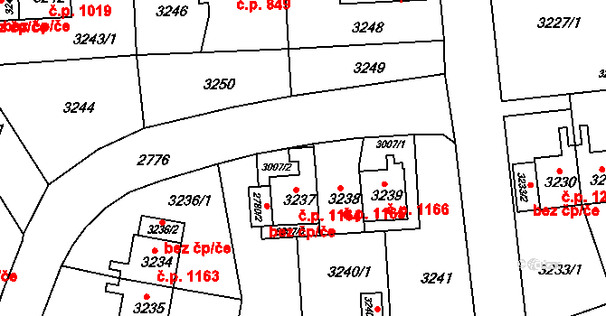 Sokolov 1164 na parcele st. 3237 v KÚ Sokolov, Katastrální mapa