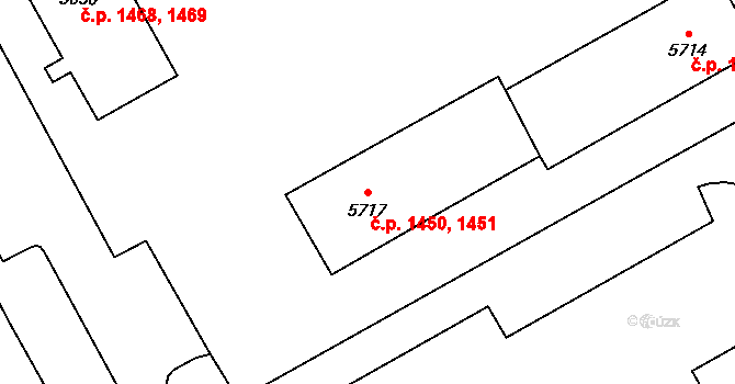 Cheb 1450,1451 na parcele st. 5717 v KÚ Cheb, Katastrální mapa