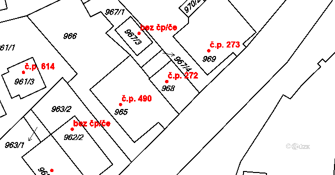 Suchdol nad Lužnicí 272 na parcele st. 968 v KÚ Suchdol nad Lužnicí, Katastrální mapa