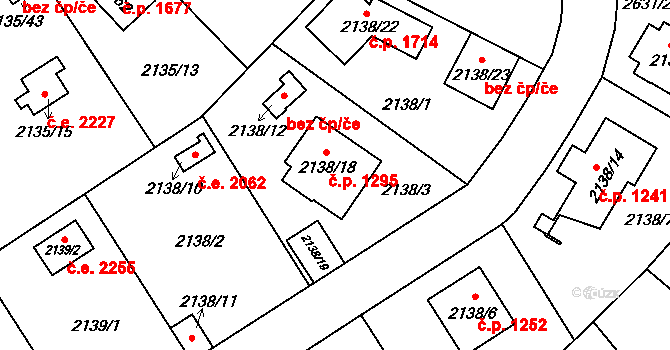 Radotín 1295, Praha na parcele st. 2138/18 v KÚ Radotín, Katastrální mapa