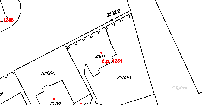 Smíchov 1251, Praha na parcele st. 3301 v KÚ Smíchov, Katastrální mapa