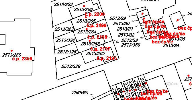 Dejvice 2196, Praha na parcele st. 2513/262 v KÚ Dejvice, Katastrální mapa
