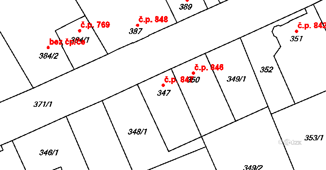 Fryštát 847, Karviná na parcele st. 347 v KÚ Karviná-město, Katastrální mapa