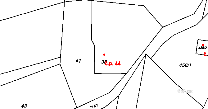 Dolní Datyně 44, Havířov na parcele st. 38 v KÚ Dolní Datyně, Katastrální mapa