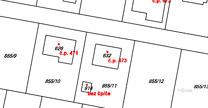 Cerhenice 473 na parcele st. 632 v KÚ Cerhenice, Katastrální mapa