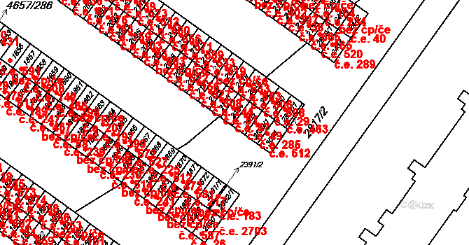 Veselí nad Moravou 47 na parcele st. 2104 v KÚ Veselí-Předměstí, Katastrální mapa