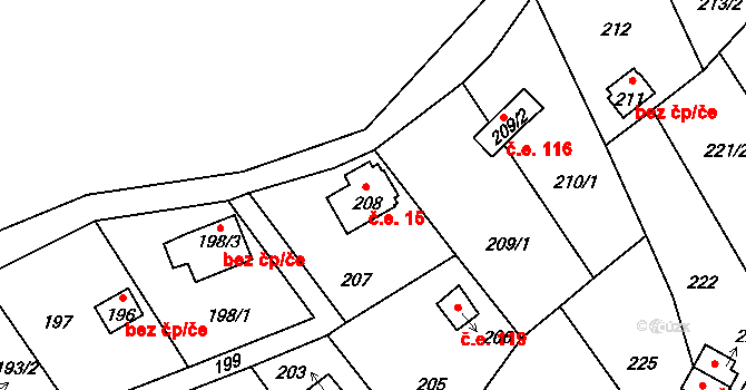 Proseč nad Nisou 15, Jablonec nad Nisou na parcele st. 208 v KÚ Proseč nad Nisou, Katastrální mapa