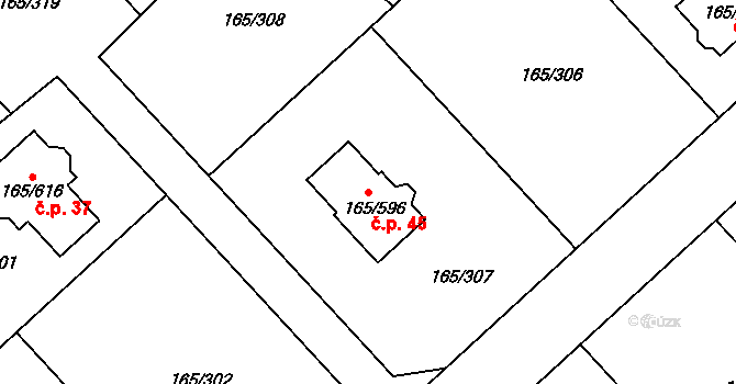 Pod Rohem 45, Jenišov na parcele st. 165/596 v KÚ Jenišov, Katastrální mapa